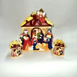 Vintage Nativity Scene Cookie Jar w/ Salt and Pepper Shakers